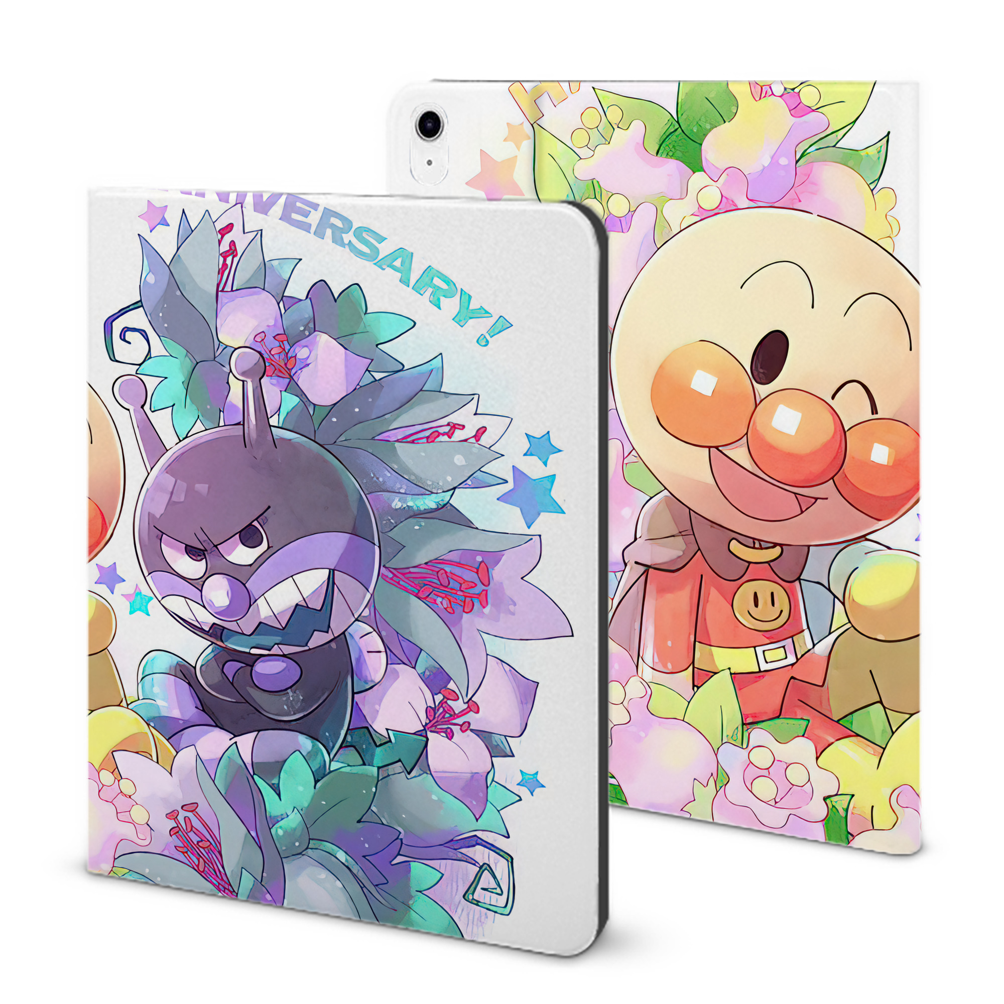 （画像用） アンパンマン Anpanman IPad ケース ブック型 PUレザー TPU 耐衝撃 軽量 薄型 ペン収納なし 全面保護 IPad 各モデル対応